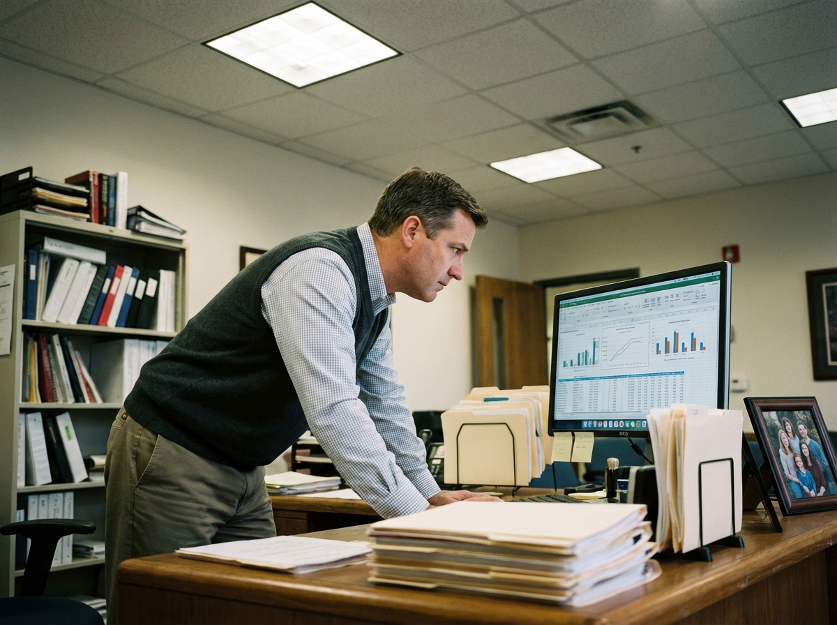 School leader reviewing analytics dashboard
